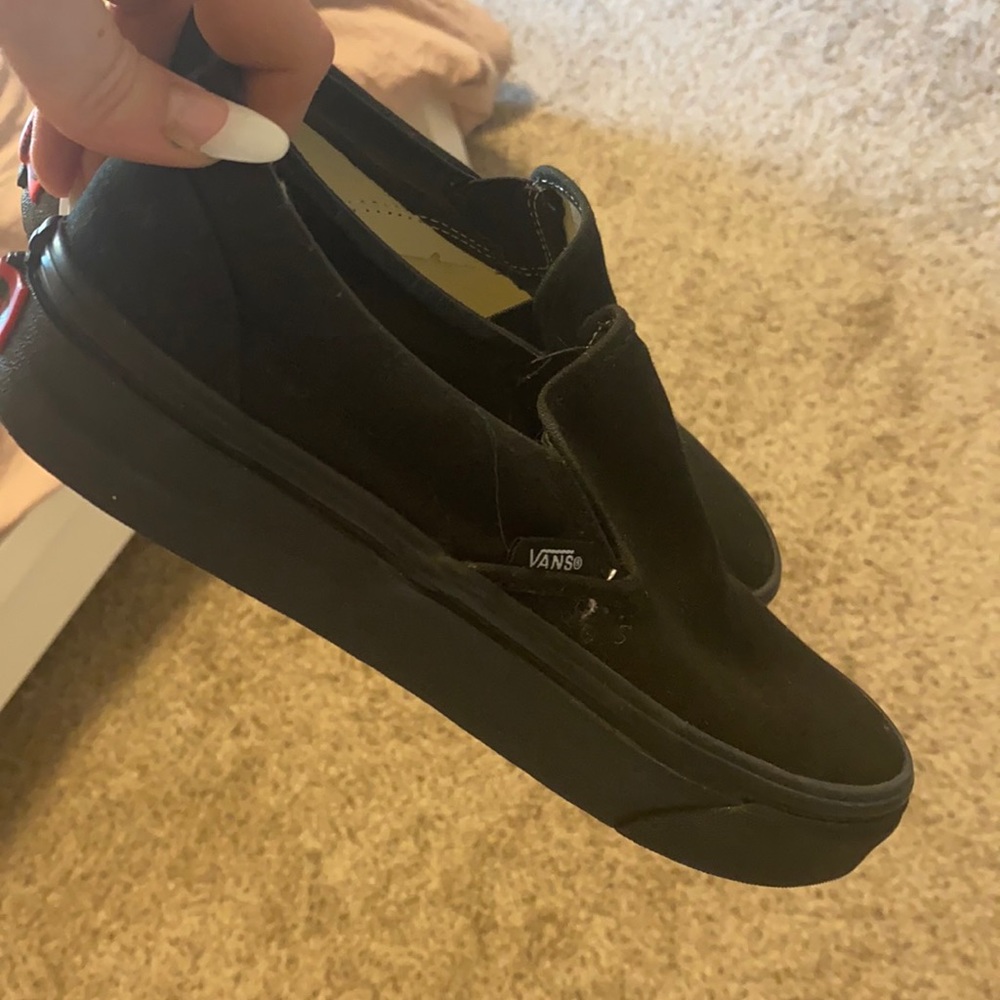NWOT Black Vans slip on